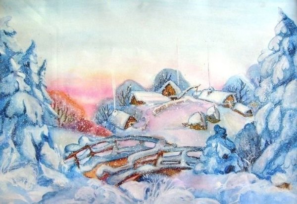 Детский рисунок морозный день