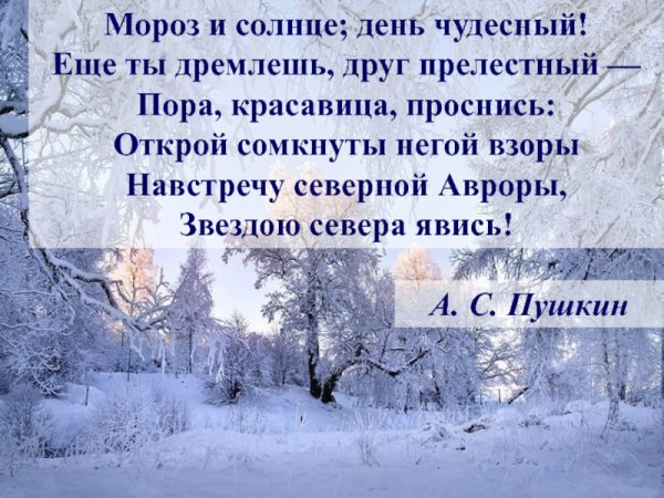 Александр Сергеевич Пушкин стих зимнее утро