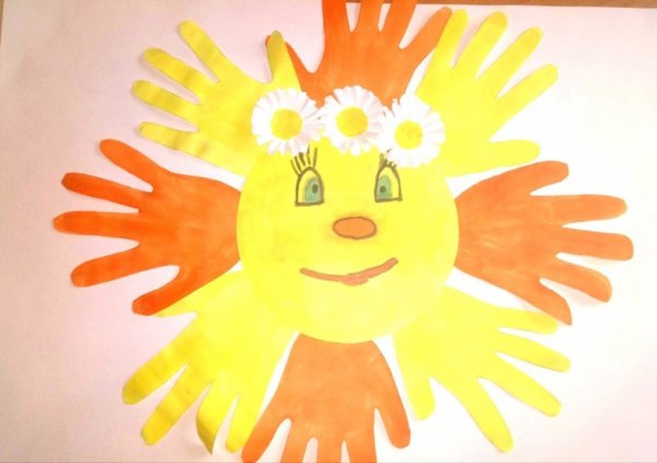 Аппликация солнце на ладошке