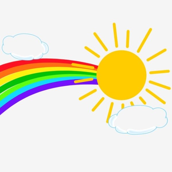 Фон с радугой и солнышком