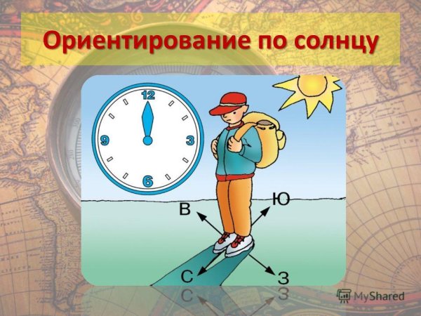 Определение сторон горизонта по тени