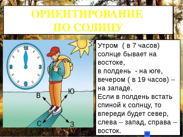Ориентирование по солнцу по тени