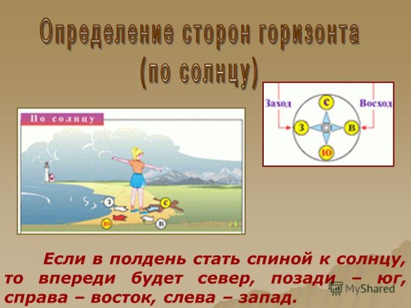 Рисунки по определению сторон горизонта