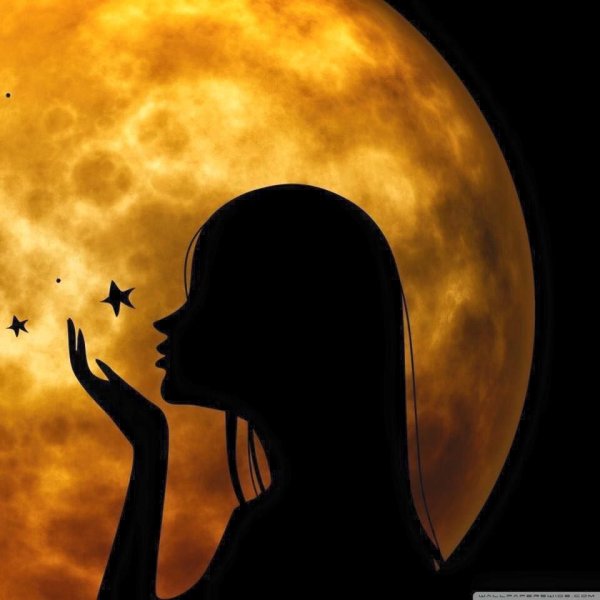 Силуэт на фоне Луны