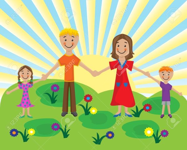 Детский рисунок семьи в руках