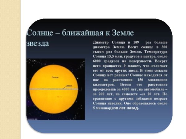 Сравнительная величина солнца и планет