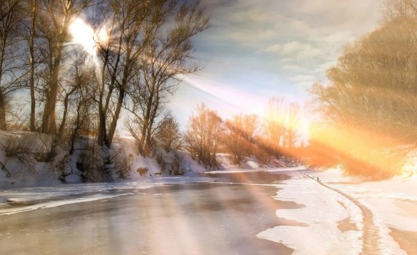 Пейзаж раннее зимнее утро