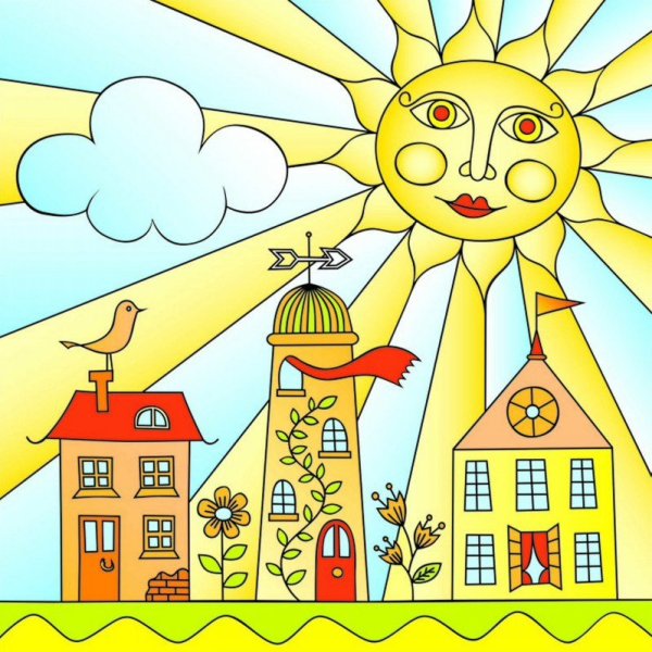 Рисования Солнечный город