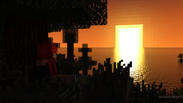 Красивый закат в МАЙНКРАФТЕ