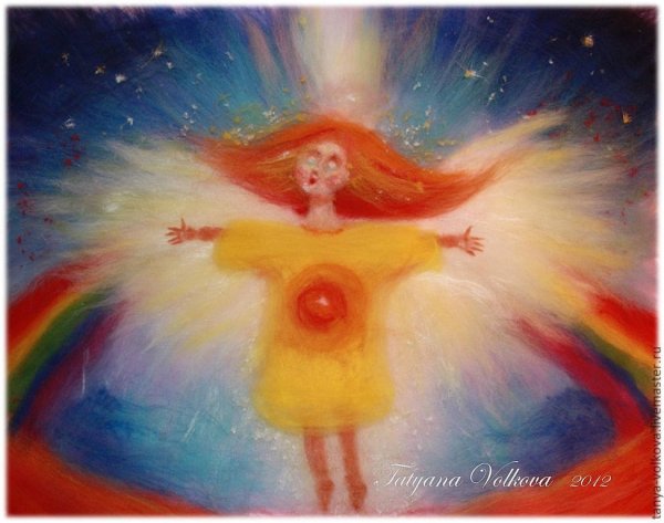 Картины из шерсти солнце