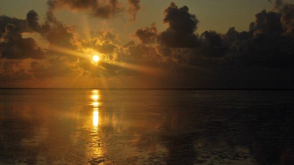 Отражение солнца в воде