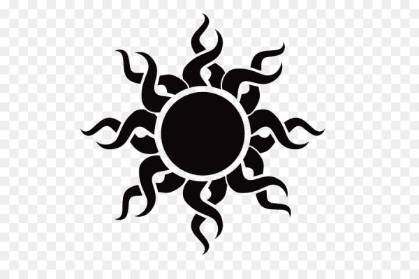 Тату солнце на прозрачном фоне