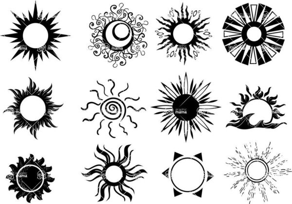Тату солнце Графическое