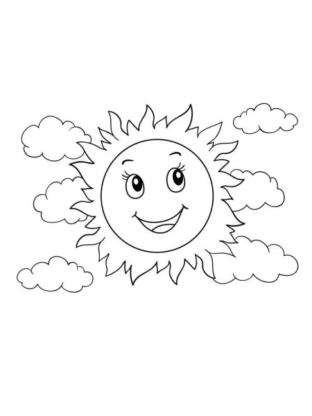 Солнышко раскраска для детей