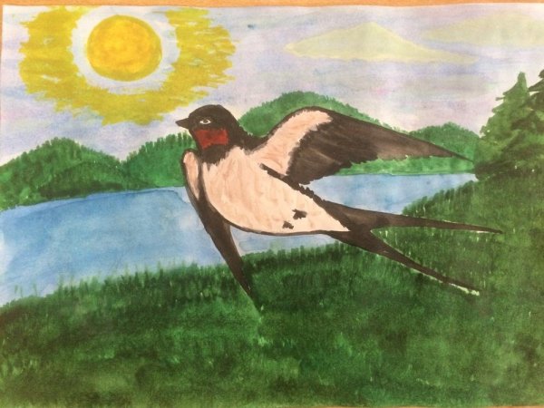 Рисование Весенняя Ласточка