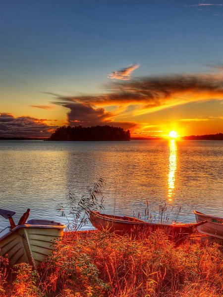 Закат море космос