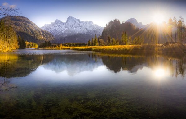 Осень озеро рассвет