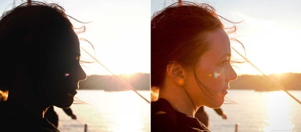 Съемка против солнца