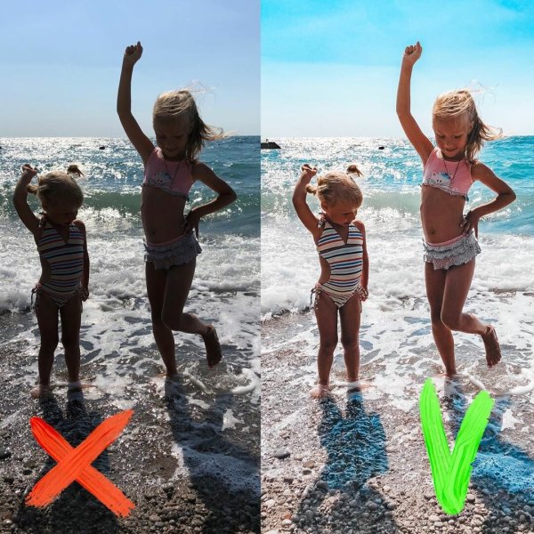 Съемка против солнца