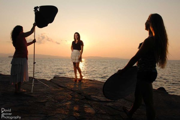 Съемка на улице с софтбоксом