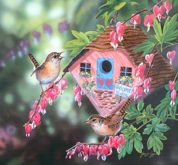 Птица на ветке Сакуры