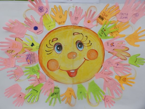 Рисование ладошками солнышко