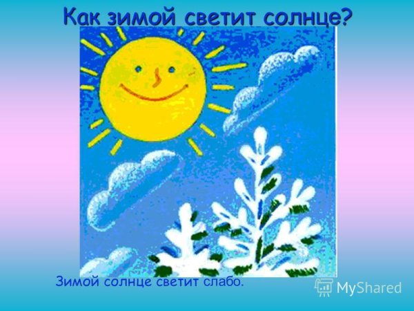 Зимнее солнце мультяшное