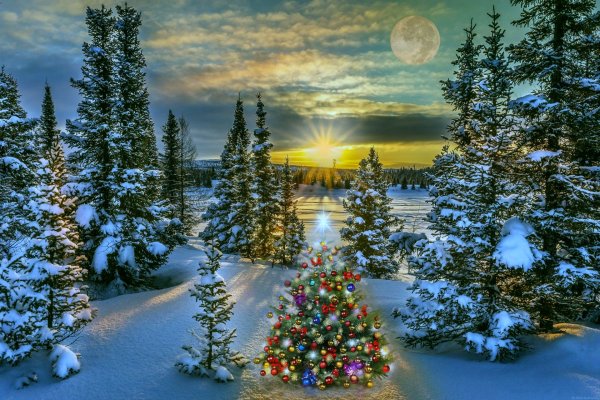 Снежные горы и солнце