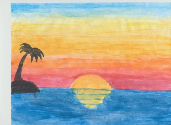 Закат рисунок красками