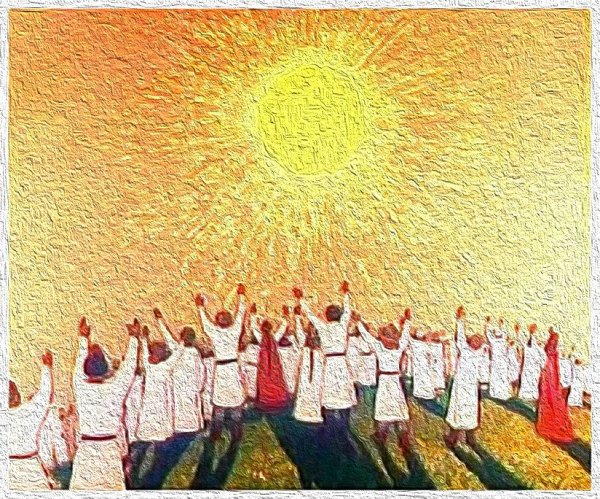 Человек на фоне солнца