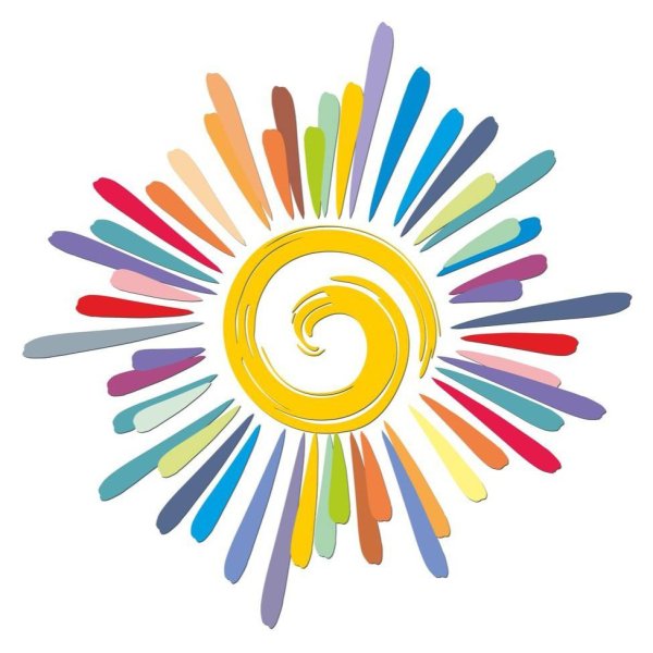 Солнце с разноцветными лучами