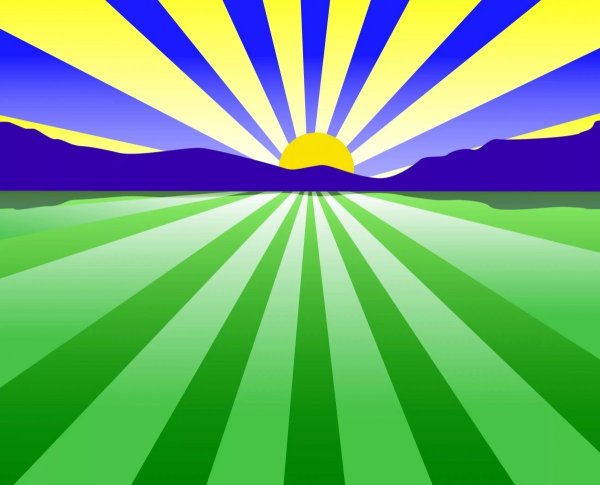 Восходящее солнце с лучами вектор