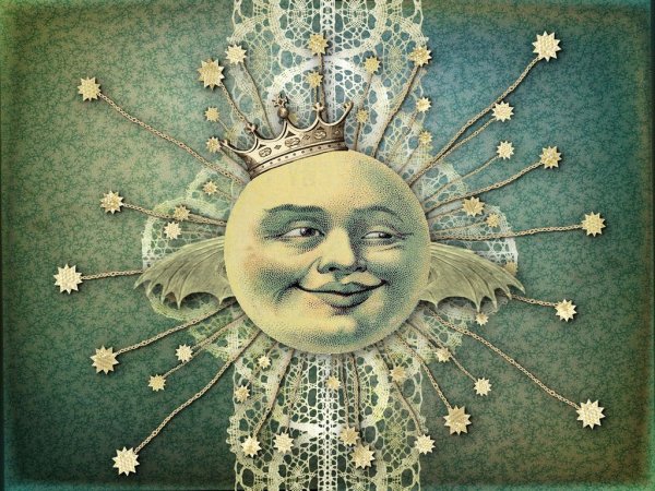 Старинное изображение солнца и Луны