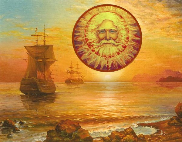 Солнце с огненными лучами