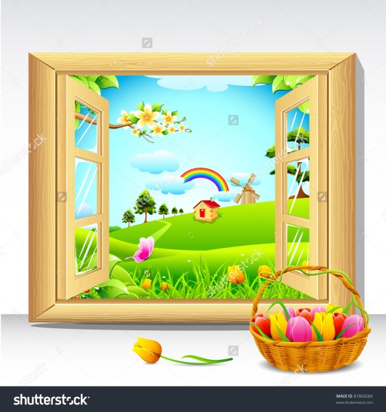 Мультяшный вид из окна