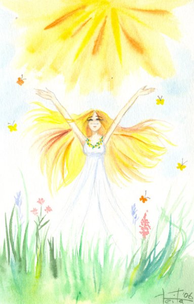 Девушка солнце рисунок