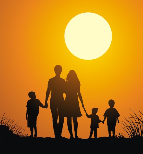 Отец и сын на закате