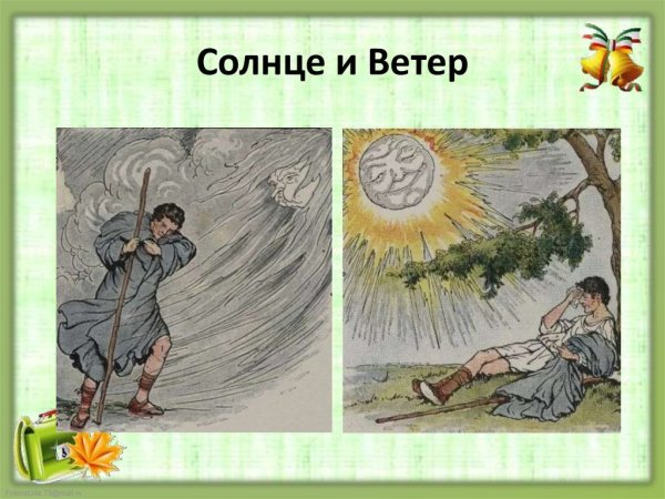 Рисунок к басне ветер и солнце