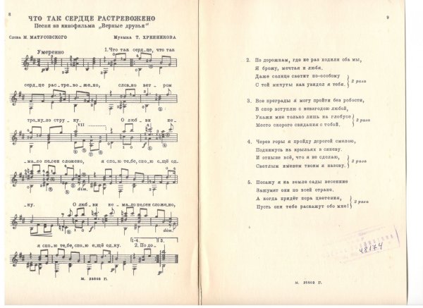 Что так сердце растревожено Ноты