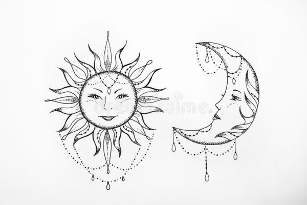 Тату солнце и Луна эскиз
