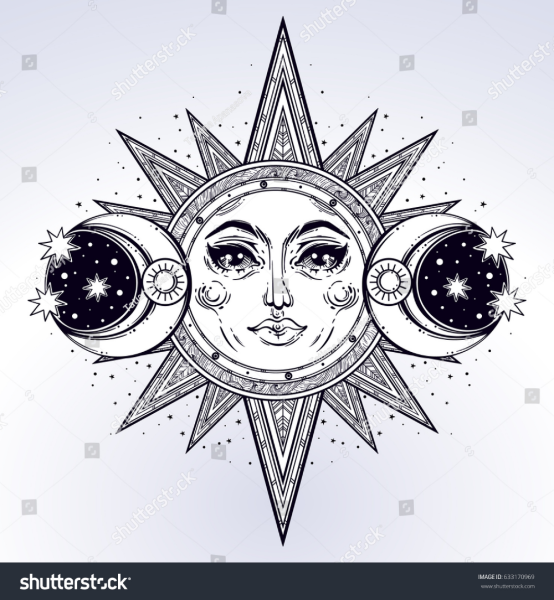 Татуировка солнце и Луна эскизы
