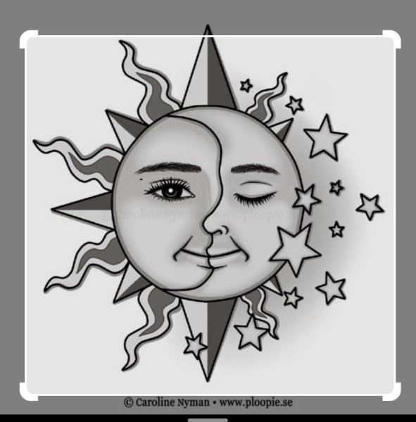 Тату солнце и Луна эскиз