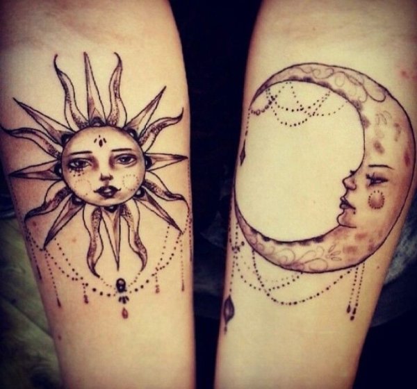 Тату солнце и луна