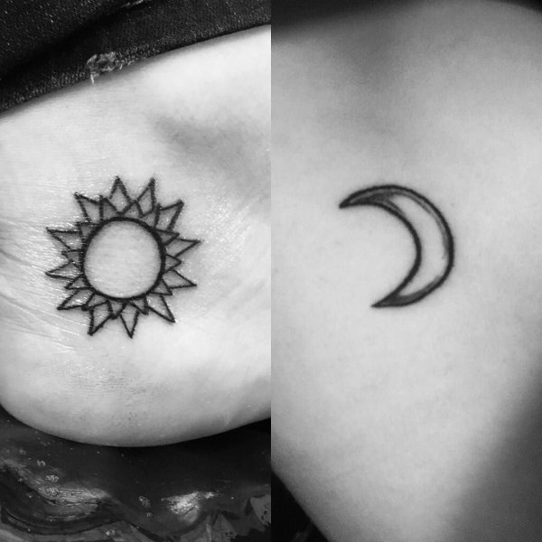 Тату знака солнца и Луны
