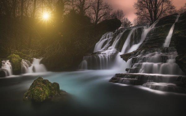 Водопад вечером