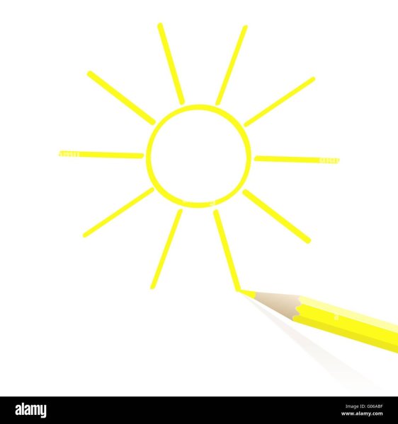 Солнце с лучиками карандашами для детей