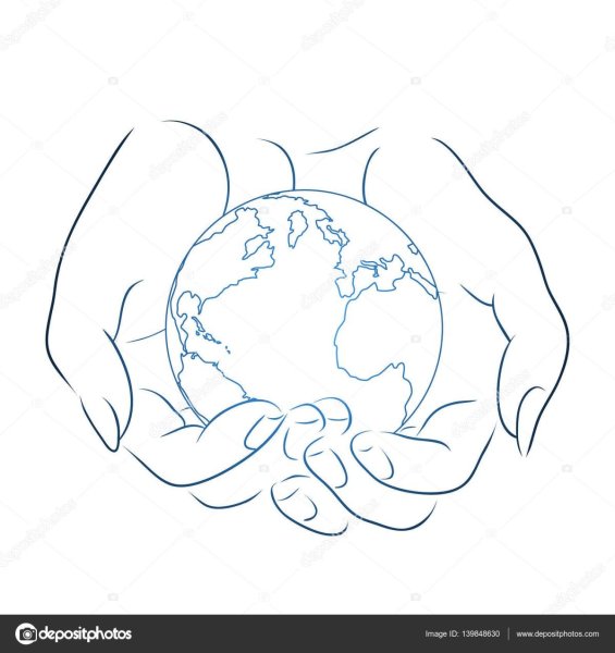 Планета в руках карандашом