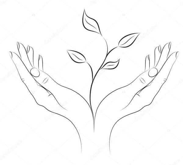 Трафарет цветок в ладонях