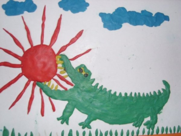 Рисование крокодила сказка краденое солнце