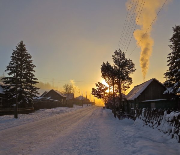 Морозное утро в деревне